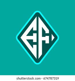 Colored monogram logo curved oval shape initial letter ef logo vector