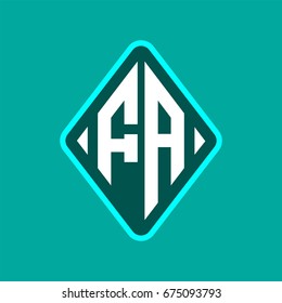 Colored monogram logo curved oval shape initial letter fa logo vector