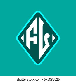 Colored monogram logo curved oval shape initial letter fl logo vector