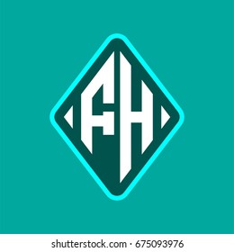 Colored monogram logo curved oval shape initial letter fh logo vector
