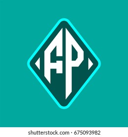 Colored monogram logo curved oval shape initial letter fp logo vector