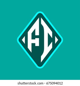 Colored monogram logo curved oval shape initial letter fi logo vector