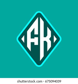 Colored monogram logo curved oval shape initial letter fk logo vector