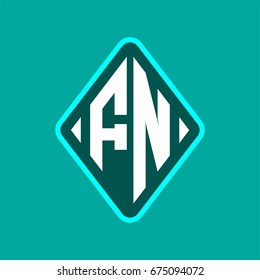 Colored monogram logo curved oval shape initial letter fn logo vector
