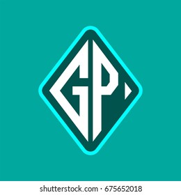 Colored monogram logo curved oval shape initial letter gp logo vector