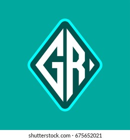 Colored monogram logo curved oval shape initial letter gr logo vector