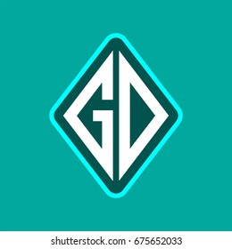 Colored monogram logo curved oval shape initial letter gd logo vector