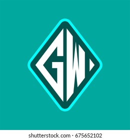 Colored monogram logo curved oval shape initial letter wg logo vector
