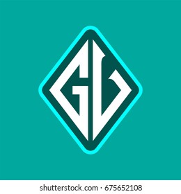 Colored monogram logo curved oval shape initial letter gv logo vector