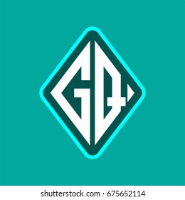 Colored monogram logo curved oval shape initial letter gq logo vector