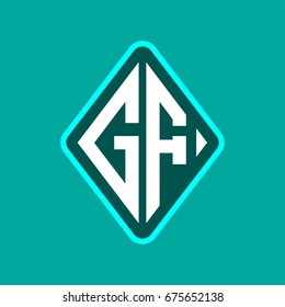 Colored monogram logo curved oval shape initial letter gf logo vector