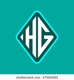 Colored monogram logo curved oval shape initial letter hg logo vector