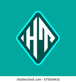 Colored monogram logo curved oval shape initial letter ht logo vector
