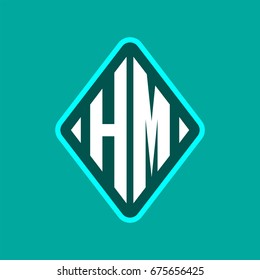 Colored monogram logo curved oval shape initial letter hm logo vector
