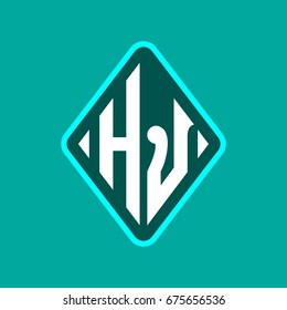 Colored monogram logo curved oval shape initial letter hj logo vector