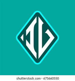Colored monogram logo curved oval shape initial letter iv logo vector