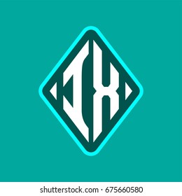 Colored monogram logo curved oval shape initial letter ix logo vector