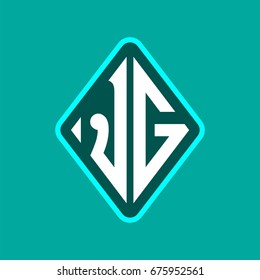 Colored monogram logo curved oval shape initial letter jg logo vector