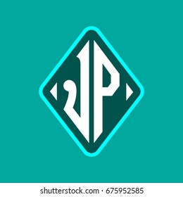 Colored monogram logo curved oval shape initial letter jp logo vector