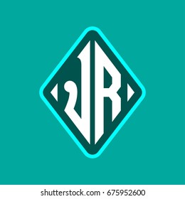 Colored monogram logo curved oval shape initial letter jr logo vector