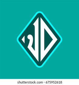 Colored monogram logo curved oval shape initial letter jd logo vector