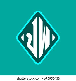 Colored monogram logo curved oval shape initial letter jw logo vector
