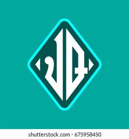Colored monogram logo curved oval shape initial letter jq logo vector