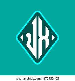 Colored monogram logo curved oval shape initial letter jx logo vector