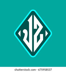 Colored monogram logo curved oval shape initial letter jz logo vector