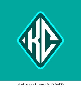 Colored monogram logo curved oval shape initial letter kc logo vector