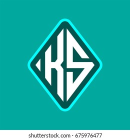 Colored monogram logo curved oval shape initial letter ks logo vector