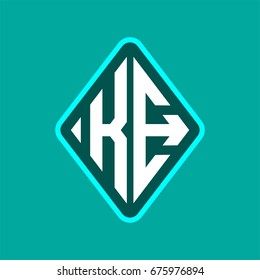 Colored monogram logo curved oval shape initial letter ke logo vector
