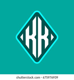 Colored monogram logo curved oval shape initial letter kk logo vector