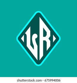 Colored monogram logo curved oval shape initial letter lr logo vector