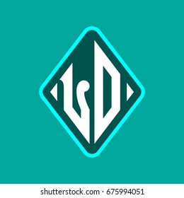 Colored monogram logo curved oval shape initial letter lo logo vector