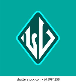 Colored monogram logo curved oval shape initial letter lv logo vector