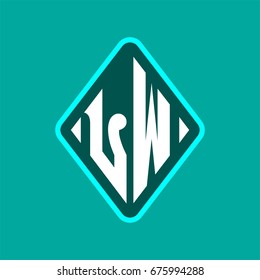 Colored monogram logo curved oval shape initial letter lw logo vector