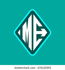 Colored monogram logo curved oval shape initial letter me logo vector