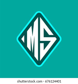 Colored monogram logo curved oval shape initial letter ms logo vector