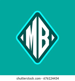 Logotipo de monograma de color forma ovalada curva letra inicial mb logo Vector