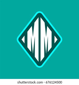 Colored monogram logo curved oval shape initial letter mm logo vector