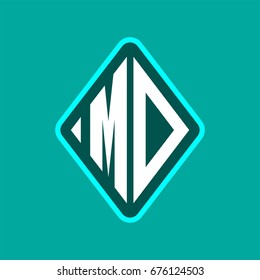 Colored monogram logo curved oval shape initial letter md logo vector
