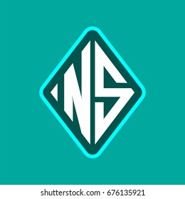 Colored monogram logo curved oval shape initial letter ns logo vector