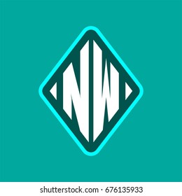 Colored monogram logo curved oval shape initial letter nw logo vector