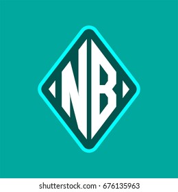 Colored monogram logo curved oval shape initial letter nb logo vector