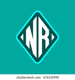 Colored monogram logo curved oval shape initial letter nr logo vector