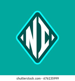 Colored monogram logo curved oval shape initial letter ni logo vector
