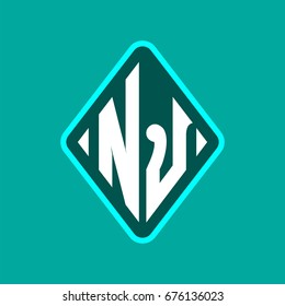 Colored monogram logo curved oval shape initial letter nj logo vector