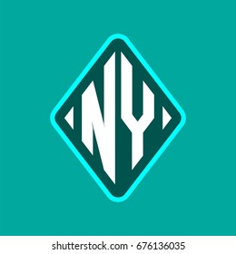 Colored monogram logo curved oval shape initial letter ny logo vector