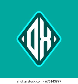 Colored monogram logo curved oval shape initial letter ox logo vector